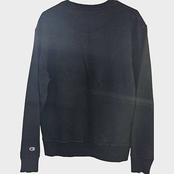 Champion Powerblend Men's Black Fleece Crewneck Sweatshirt Big Logo - M - Picture 2 of 2